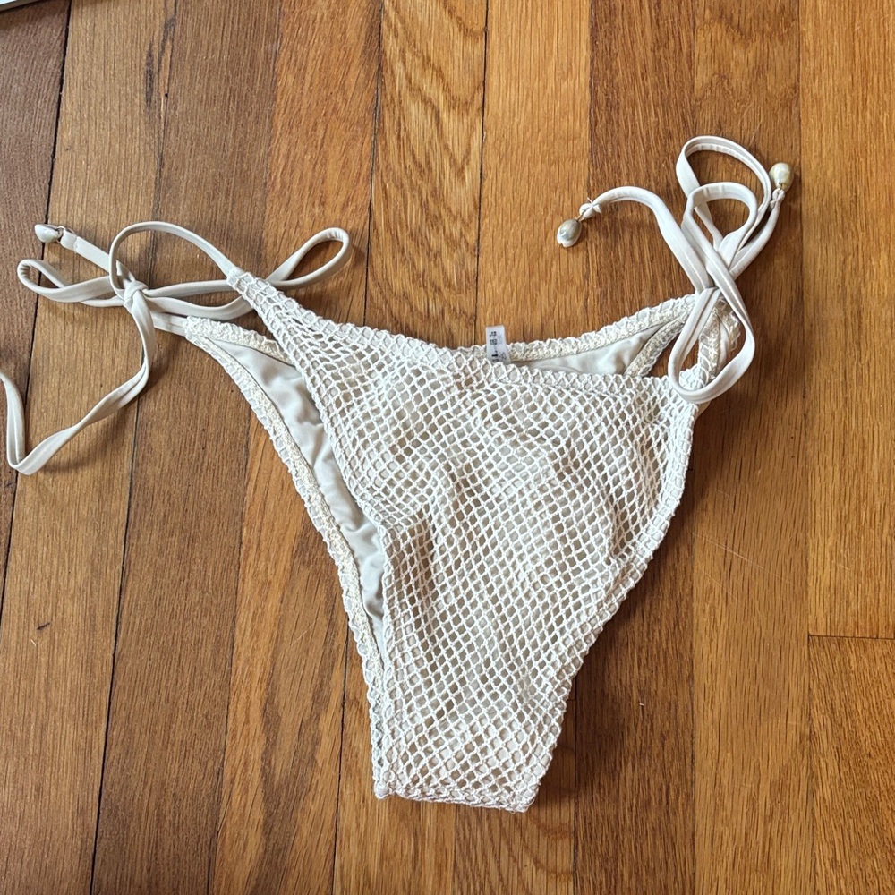 Zaful Cream Mesh Bikini Bottom